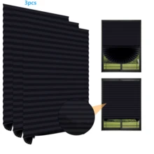 3pcs/Set, Multi-Color & Size Options, Minimalist Pleated Curtain, Clever Semi-Sheer Breathable No-Drill Easy Installation, Pull-Up Design, Customizable Fit For All Rooms, Adds Elegant Vibe To Space - Multicolor - View 17