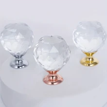 10pcs 30mm Round Crystal Glass Knobs - Gold Plated Cabinet Hardware, Drawer, Cupboard, Wardrobe Door, Dresser Pulls, Suitable For Bedroom, Home, Room Decor - Multicolor - View 8