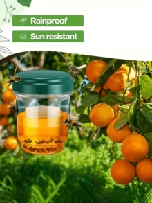 4 PIEZAS Trampas para abejas y avispas - Asesino de insectos colgante para exteriores, diseño transparente, - Atrae y mata abejas carpinteras, abejorros, moscas - Fácil de limpiar para jardín, patio, patio trasero, camping (naranja), Trampas para insectos voladores verde, amarillo