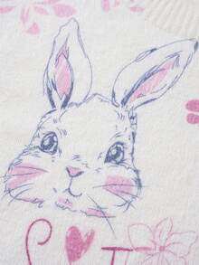 Clothing Runs Large, Order One Size Down. Cute Girls Rabbit & Floral Print Knit Sweater, Suitable For Outdoor/Holiday, Great Easter Gift For Young Girl -055 - Pink - View 6