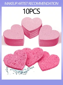 50 pièces/5 pièces/10 pièces/20 pièces Nouvelles éponges de lavage du visage compressées en forme de cœur, tampons de démaquillage et de nettoyage