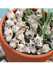 10 件龙头骷髅盆景装饰摆件，适用于酷炫花园装饰微缩模型、花园铺路石雕像、鱼缸装饰铺路雕像、万圣节装饰摆件、万圣节派对礼品、万圣节装饰用品 - 彩色 - 查看 2