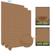 3pcs/Set, Multi-Color & Size Options, Minimalist Pleated Curtain, Clever Semi-Sheer Breathable No-Drill Easy Installation, Pull-Up Design, Customizable Fit For All Rooms, Adds Elegant Vibe To Space - Multicolor - View 25