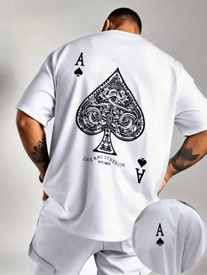 100% Cotton Men's Breathable Short-Sleeved T-Shirt, Simple Poker Red Heart Letter Slogan Pattern, Fashionable And Casual Men's Clothing For All Seasons, 180 Grams Of Soft And Comfortable Cotton, Versatile And Durable Men's Short-Sleeved