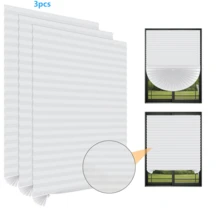 3pcs/Set, Multi-Color & Size Options, Minimalist Pleated Curtain, Clever Semi-Sheer Breathable No-Drill Easy Installation, Pull-Up Design, Customizable Fit For All Rooms, Adds Elegant Vibe To Space - Multicolor - View 16