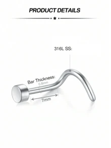 CIZME 2 件 20G（0.8MM）18G（1.0MM）不锈钢鼻环鼻钉鼻环鼻钉鼻钉环扭转螺丝 L 形球顶鼻穿孔首饰鼻钉环鼻环带 2MM 球顶鼻环鼻螺丝环鼻钉女式鼻环螺旋鼻环鼻螺丝钉鼻孔鼻穿孔首饰 - Ball top - 查看 9