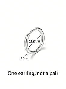 1入組2.5mm規格男女皆可使用不銹鋼耳環夾/耳環/耳釘,簡約設計,適用於helix穿孔,尺寸8-20mm（多種選擇）