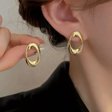 1 Pair Exaggerated Hollow Design Women's Earrings, European And American Style - White Gold Geometric Earrings - View 23