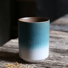 1 Piece Of 10oz Stoneware Water Cup, Personal Cup, Host Cup, Water Cup, Tea Cup, Single Cup, Restaurant Kiln-Changed Gradient Cup, Private Customization, Laser Printing, Customized Name, Hot And Cold Safety, Comfortable Feel, Quality Cup Body, Ideal Capacity