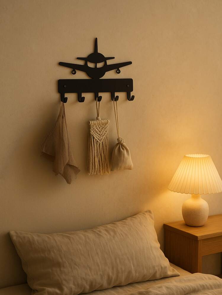 CIFbuy 1pc Vintage Airplane Shaped Iron Wall Mounted Key Holder Rack With Propeller Hook | Rust-Resistant Decor, Suitable For Entryway And Men's Spaces, Aviation Themed Gift, Fits Modern Home Decor, Bedroom, Bathroom, Water & Rust Proof - Multicolor - View 5
