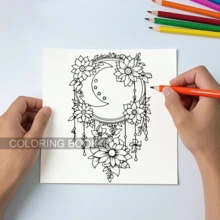 GDTME 1 BOHO MOON 极简主义大胆设计：独特的宇宙主题成人及青少年涂色书，24页厚实插图（珠光封面），尺寸7.9 x 7.9英寸，线条粗犷，易于涂色，放松身心，缓解压力，适合作为情人节、复活节、返校季、新年或生日礼物，也可用作美术用品、文具、学习材料和房间装饰。 - 彩色 - 查看 7