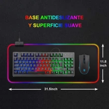 Mousepad RGB Gamer XXL, Alfombrilla RGB Gamer, Tamaño Grande 800x300x4mm con Base de Goma Antideslizante, Negro - Negro - Ver 7