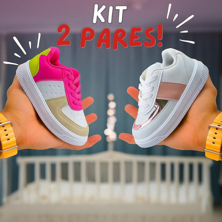 Kit Of 2 Pairs Of Baby Girls' Casual School Shoes, Super Light And Soft, Best Price - 灰色 - 查看 1