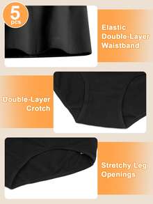 Molasus Women's Cotton Underwear High Waisted Full Coverage Ladies Panties (Regular & Plus Size) - màu đen - Xem 7