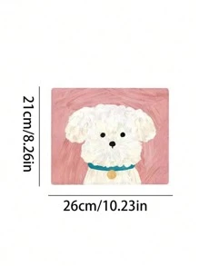 1 件橡胶简约插画狗可爱鼠标垫，防滑鼠标垫，粉色可爱贵宾犬和雪纳瑞小狗鼠标垫，办公桌垫 - 彩色 - 查看 3