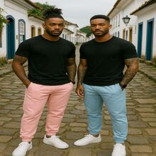 CALÇA MASCULINA JOGGER – CONFORTO E ESTILO PARA TODOS OS MOMENTOS! - Azul bebê - Visão 3