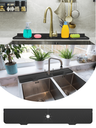 1pc Faucet Splash Guard, Silicone Kitchen Sink Drain Mat Kitchen Items Kitchen Accessories Kitchen Tools