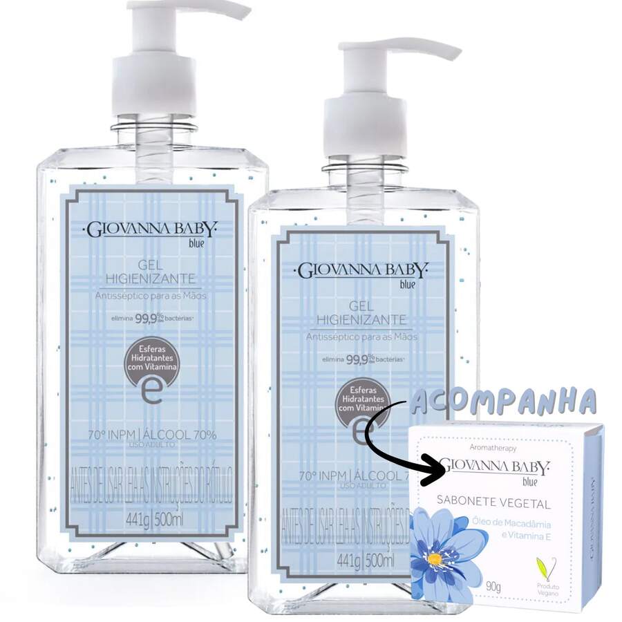 Kit 2 Gel Higienizante Giovanna Baby Blue - Azul bebê - Visão 1
