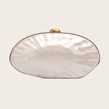 Milky Way Pearl Shell Evening Clutch , Gold Framed Purse , Acrylic Wedding Party Tote , Glitter Evening Shoulder Bag , High Feeling Clutch , Bridal Bridesmaid Accessories , Luxury Evening Bags