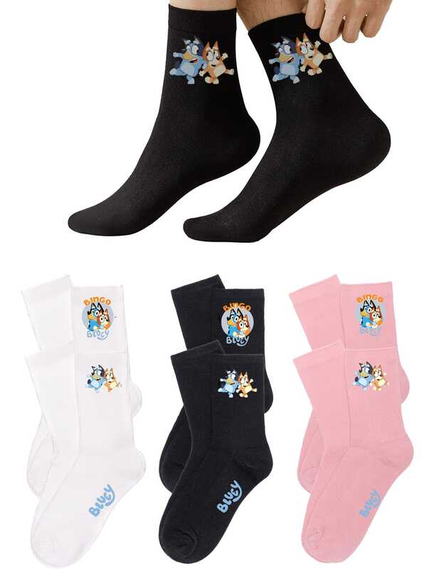Bluey 1 Paar Bluey Familie und Freunde süße Preppy JK Stil Strümpfe Blueys Bingos Hund Kawaii Herren und Damen Strümpfe Zuhause Weich