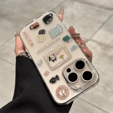 1张DIY可爱卡通猫图案贴纸，兼容苹果 16 Pro Max、14、13、12、11 Pro Max、XS Max、X、XR、8、7、6S Plus，三星Galaxy A57、S25、S25 Plus、S25 Ultra、A16、A36、A26、A56、S26、S26 Plus、S26 Ultra、9 Pro，Pixel 8、Pixel 7透明手机壳，适合作为生日礼物，送给女朋友、男朋友或自用。 - 無色 - 查看 4