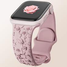 Silicone Strap Compatible With Apple Watch Utltra 2 Band 40mm 44mm 41mm 38mm 45mm 42mm 49mm Women's Silicone Replacement Bands Rose Flower Pattern Engraved Band Compatible With Apple Watch 9 Band 8 7 6 5 4 3 2, Compatible With Apple Watch Band Soft Cute Stylish
