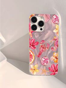 1 件海洋生物拼布美学图案防水、防指纹、防刮透明 IMD 柔软亮面手机壳防震防摔