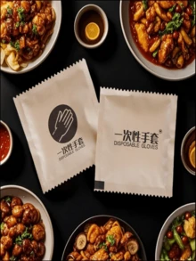 一次性手套，100包=200副手套（1包/2只）透明加厚，独立包装，方便携带，一次性手套非常适合餐厅、野餐、露营、厨房、旅行 - 彩色 - 查看 6