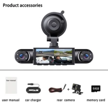 4-Channel 1080P HD Touchscreen Car Camera, Front, Rear, Left, And Right Multi-Lens, 8 Infrared Night Vision Sensors, Motion Detection, G-Sensor Loop Recording, 24-Hour Parking Monitoring, Includes 64GB Memory Card, Compact Design, Integrated Display, High-Resolution Screen, Durable Construction, Driving Safety, Modern Camera Technology, Dedicated For Ride-Sharing Drivers - 黑色 - 查看 8