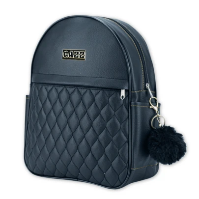 Mochila Feminina Reforçada Corino Texturizado Simples Lisa Preta Moda Casual Passeio Escola