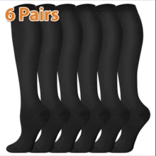 (6 Pairs) Knee-High Compression Socks  For  Women And Men For Outdoor Sports, Nursing Work, Running, Travel, Rugby, Soccer, Basketball, And Other Travel Sports High-Compression Sockings. - Multicolor - View 14