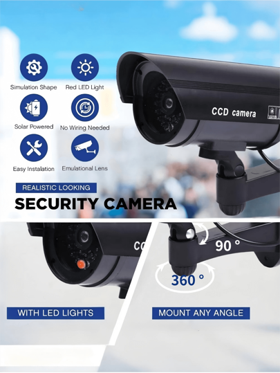 Fake Surveillance Camera Light, Realistic Appearance Dummy Camera, Virtual To Deter Criminals, Battery Operated