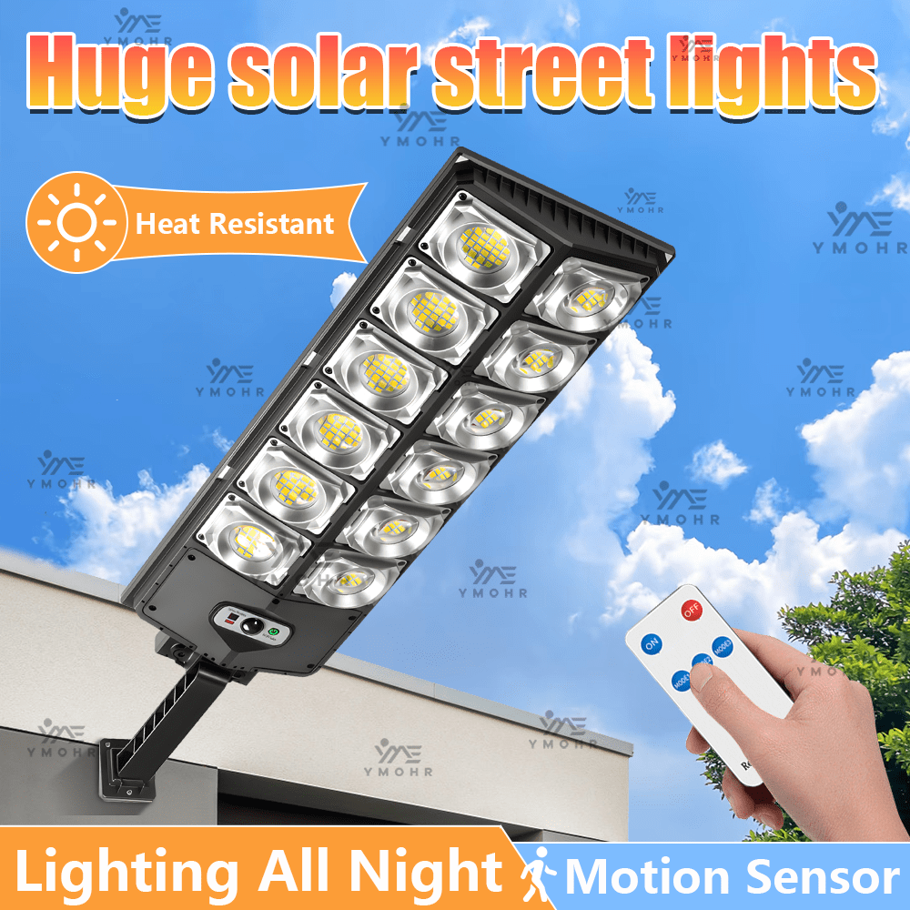 1 Stück Gewerbliche quadratische Beleuchtung Solar Bewegungssensor Leuchte, 500W leistungsstarke Außen Solar Lampe, 504 Highlight LED Perlen LED Leuchten, 3 einstellbare Modi Wandleuchte mit Fernbedienung, für Straßenbeleuchtung, Gassen Lampen, Hofdekorationsleuchten, Balkon, Garten, Garage, Veranda, Bauernhof