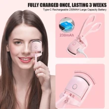 Heated Eyelash Curler Rechargeable USB Electric Mini Lash Curler New In Box - Pink - View 6
