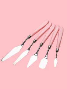 Set de 5 Espátulas con mango de plástico - Herramientas de raspado para pintura de óleo, acrílico y manualidades de lienzo DIY