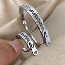Stainless Steel Bracelet, Simple Zipper Bracelet Fashion Wide Bracelet Unusual Women's Jewellery Gift - Zipper - View 13