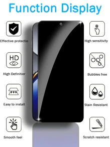 2片装OPPO手机隐私屏幕保护膜，全覆盖防窥钢化玻璃屏幕保护膜，日常、办公和居家使用必备屏幕保护，防水、防震、防摔、防刮、防指纹 - 黑色 - 查看 6