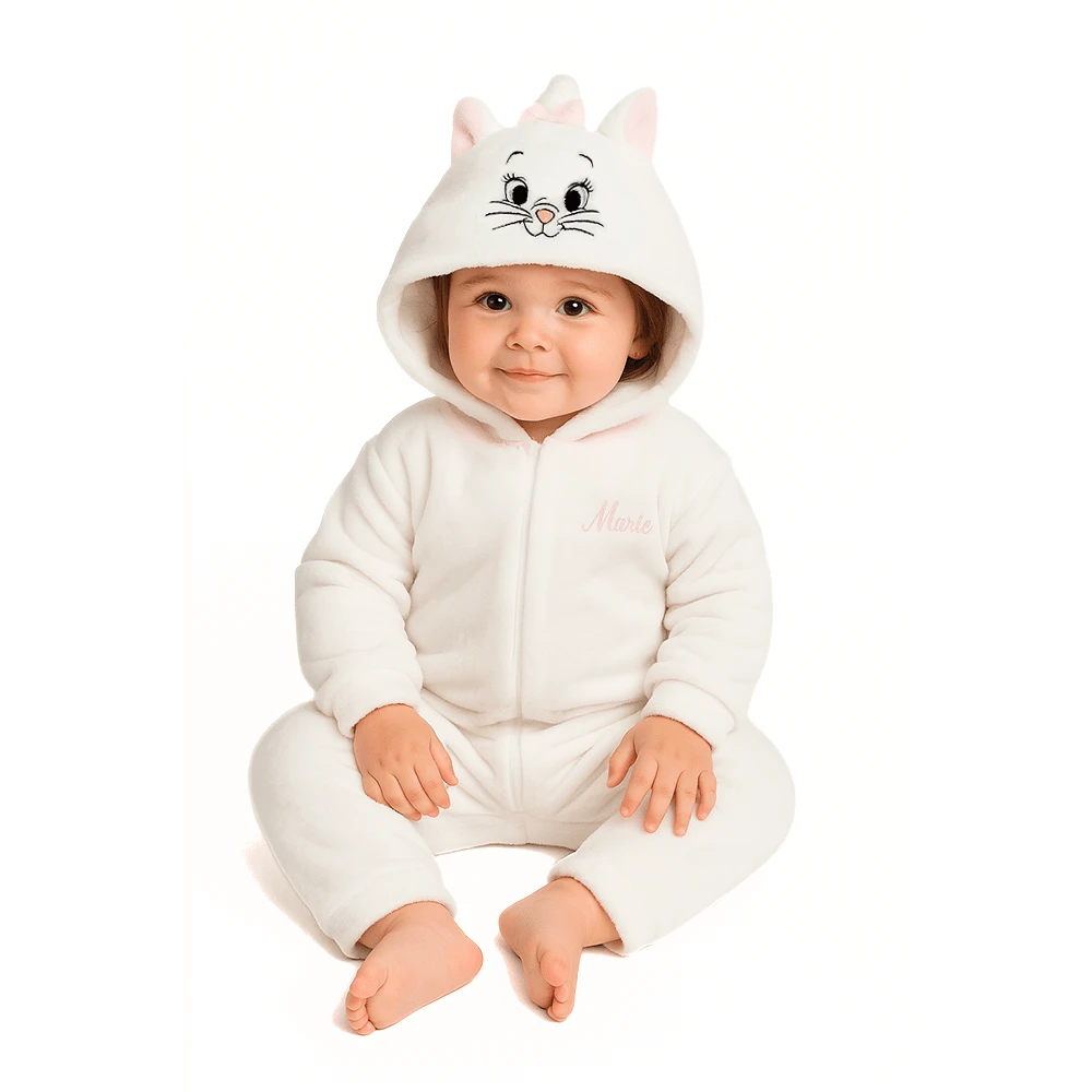 Disney Mameluco con gorro bordado sin pie  Marie - Blanco - Ver 1