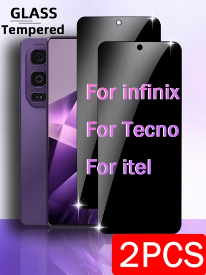 2 片全覆盖隐私钢化玻璃屏幕保护膜适用于 Infinix，防刮防偷窥保护膜，易于安装无气泡易于清洁钢化膜用于屏幕保护必需品，适用于日常防护、办公室、家庭隐私屏幕保护膜手机屏幕保护膜手机配件防水防震防摔防摔防指纹