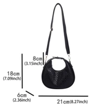 Bolso de mano retro tejido para mujer: bolso de media luna de textura suave, versátil para llevar debajo del brazo, de un solo hombro o cruzado. - Rosa Fucsia - Ver 7