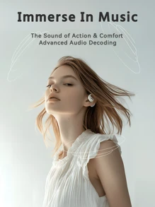 GENAI 无线耳机，带蓝牙 5.4 和防噪音，悬挂式高分辨率声音，皮革纹理和 LED 显示屏，适合日常使用耳挂式耳机 - 彩色 - 查看 4