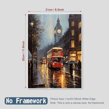1 Pieza de Pintura en Lienzo de Escena Romántica de la Calle de Londres, Hermosa Escena Nocturna de Arte en Lienzo sin Marco, Adecuada para Sala de Estar, Dormitorio, Pasillo - transparente - Ver 13