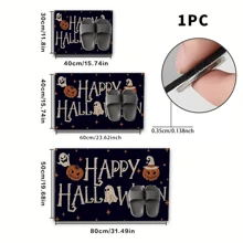 1 pieza Decoración del hogar, Alfombra de gel de sílice con estampado de calabaza fantasma, fácil de limpiar, rectángulo impreso en 3D, Halloween, regalo de Halloween, adecuado para entrada, sala de estar, cocina, dormitorio, pasillo, baño, lavandería - Alfombra de poliéster, adecuada para decoración del hogar interior y exterior