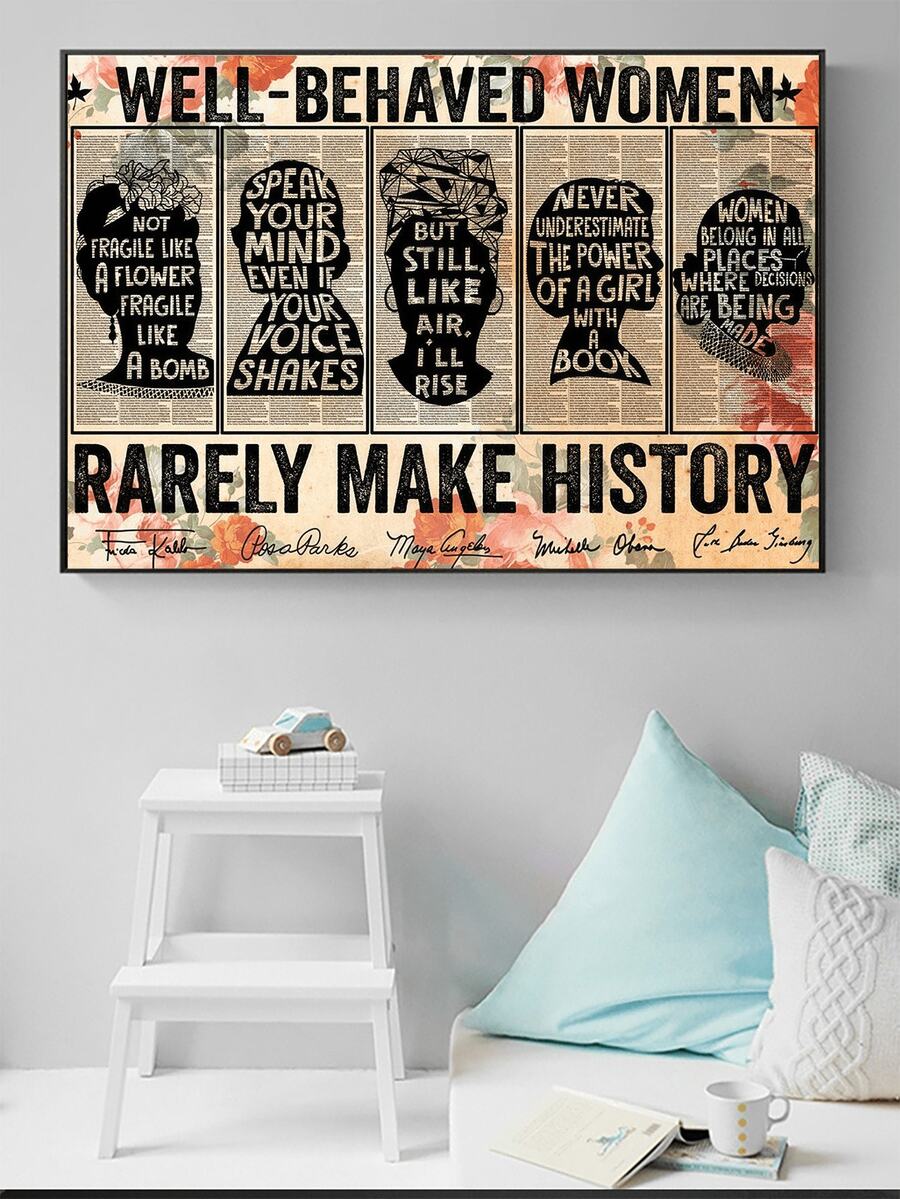 1 pieza Pintura de lienzo de pared inspiradora con letra grande negra, retrato de mujer con palabras inspiradoras, expresa tu aliento interior, adecuado para el dormitorio de damas, oficina, núcleo de pintura, arte de pared, regalos de póster de cumpleaños y graduación - Multicolor B - Ver 1