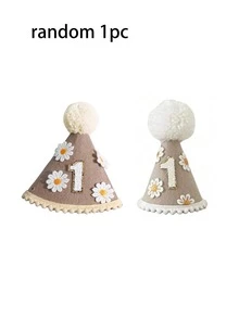 1pc First Birthday Hat With Pink Brown Flag - Girl's First Birthday Decoration, Cake Smashing Sparkling Cone Hat, Original Color Party Hat, Sweet First Birthday Photo Promotion For Little Princess, Suitable For Baby Showers, Baby Theme Parties - Multicolor - View 7