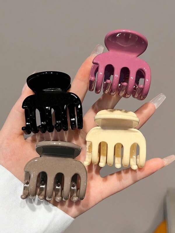 5 قطع / 1 قطعة مشابك شعر بلاستيكية خفيفة الوزن بألوان أنيقة وراقية بألوان أسود وأبيض وبني وزهري وشفاف بطول 4.5 سم / 1.77 بوصة، مناسبة للاستخدام اليومي والكاجوال والحفلات والتنقل والشاطئ والاستحمام والمكياج كإكسسوار للشعر