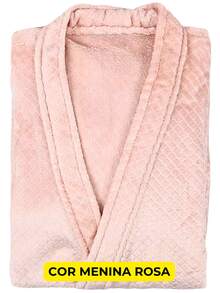 Unisex Adult Robe Robe Female And Male TEXTURED Fleece Flannel Microfiber Super LUXURY COZY BATHROOM COVER - 粉紅女郎 - 查看 3