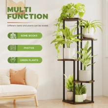 Corner Plant Stand Indoor Tall Plant Shelf For Multiple Plants Metal Plant Table Tiered Flower Stand For Living Room Bedroom Balcony Brown - 棕色 - 查看 3