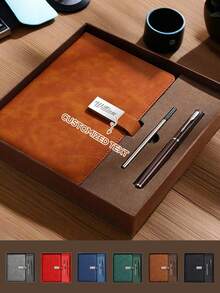 Personalized Leather Journal Set - Notebook And Pen Set - Ideal Gift For New Job Or Teachers - Perfect Office Supplies And Stationery Gift - Travel Size Journal Available - Purchase Notebook Individually Or As A Gift Box Set - A Thoughtful And Stylish Gift For Any Occasion - Great For Note-Taking, Journaling, And Creative Writing!, Desert Fall Cozy, Office Decor,Festive Calendar