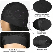 女士28英寸緊密直頭帶假髮,假髮附黑色頭帶,緊密直人髮